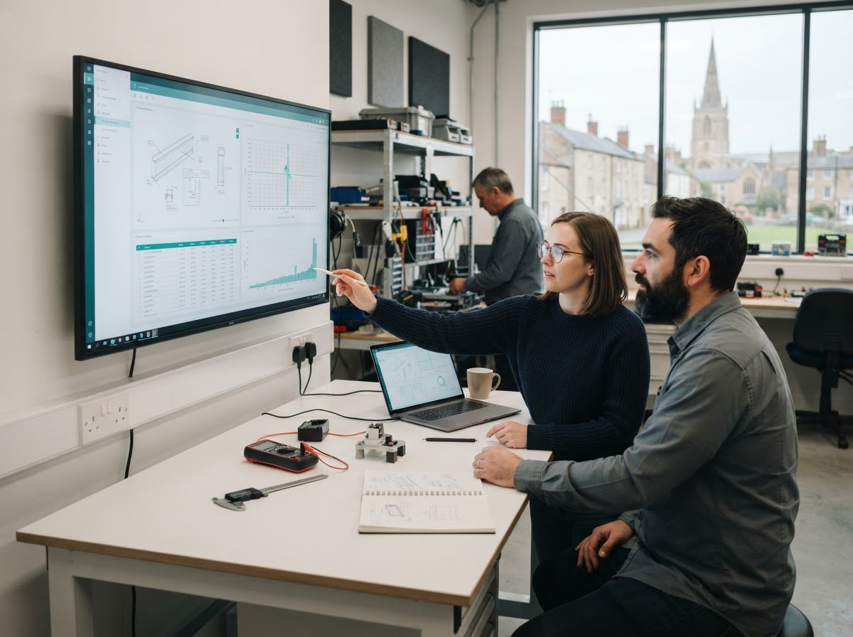 Kesteven analysts reviewing model validation output on screen